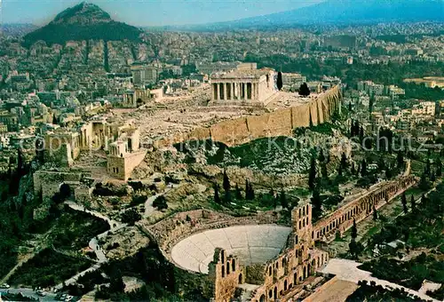 AK / Ansichtskarte Athen_Griechenland Blick auf Akropolis Fliegeraufnahme Athen_Griechenland