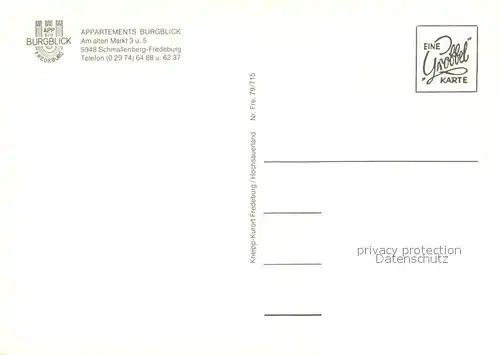 AK / Ansichtskarte Fredeburg_Schmallenberg Appartements Burgblick Fredeburg_Schmallenberg