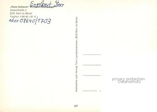 AK / Ansichtskarte Reit_Winkl Gaestehaus Pension Aubauer Reit_Winkl