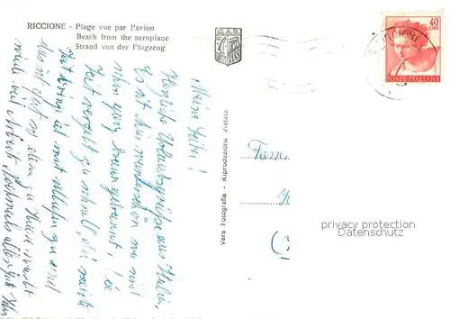 AK / Ansichtskarte Riccione La spiaggia dall aereo Riccione