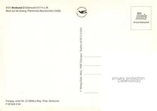 AK / Ansichtskarte Modautal Ev Pfarrkirche Neunkirchen Fliegeraufnahme Modautal