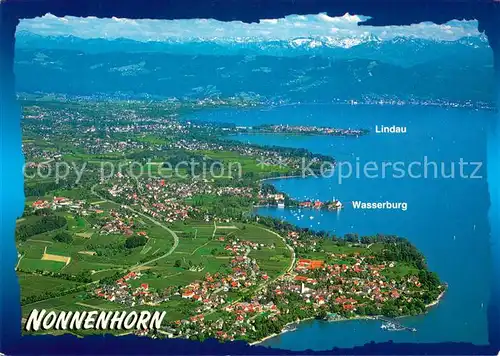 AK / Ansichtskarte Nonnenhorn_Bodensee Fliegeraufnahme mit Wasserburg und Lindau Nonnenhorn Bodensee