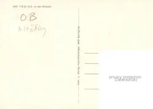 AK / Ansichtskarte Toeging_Altmuehl Fliegeraufnahme 