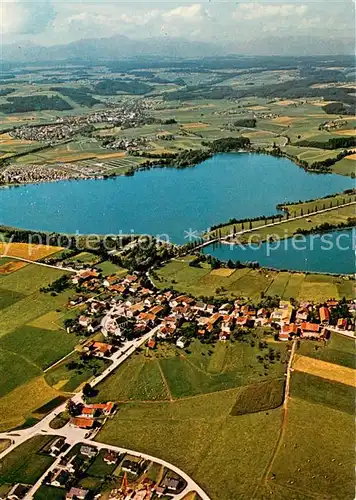 AK / Ansichtskarte Tettenhausen Fliegeraufnahme mit Waginger See und Campingplatz Strandkurhaus Tettenhausen