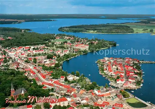 AK / Ansichtskarte Malchow Fliegeraufnahme mit Plauer See Malchower See und Fleesensee Malchow