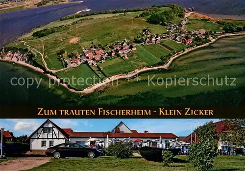 AK / Ansichtskarte Klein_Zicker Zum trauten Fischerheim Fliegeraufnahme Klein_Zicker