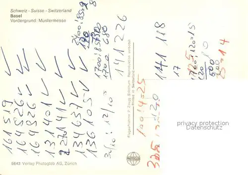 AK / Ansichtskarte Basel_BS Im Vordergrund Mustermesse Fliegeraufnahme Basel_BS