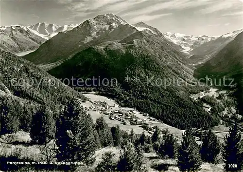 AK / Ansichtskarte Pontresina mit Piz Palue und Roseggruppe Alpenpanorama Pontresina