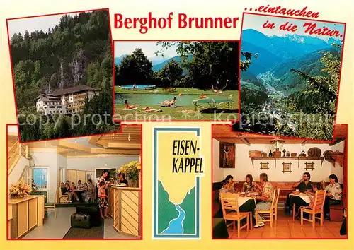 AK / Ansichtskarte Eisenkappel Vellach Gasthof Pension Berghof Brunner Freibad Talblick Fernsicht Alpen Eisenkappel Vellach