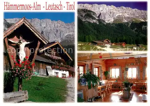 AK / Ansichtskarte Leutasch Haemmermoos Alm im Leutascher Gaistal Inri Kreuz Alpen Leutasch