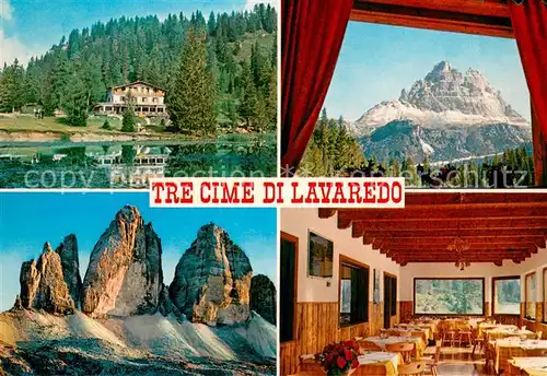 AK / Ansichtskarte Misurina Rifugio Lago Antorno Tre Cime di Lavaredo Dolomiti Berghaus Restaurant Drei Zinnen Dolomiten Misurina
