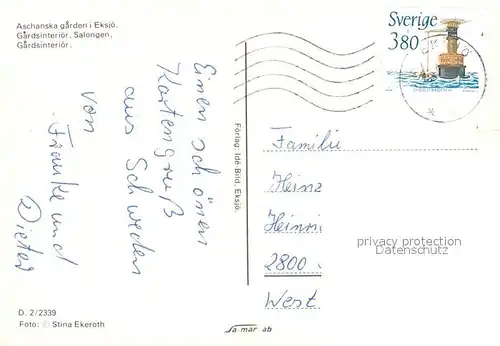 AK / Ansichtskarte Haelsning Aschanska garden i Eksjoe Gardsinterioer Salongen  Haelsning