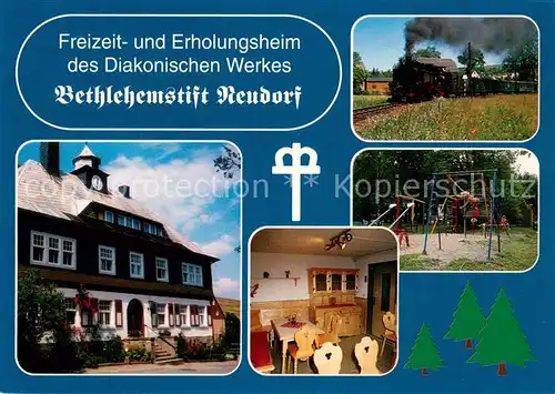 AK / Ansichtskarte Neudorf Annaberg Bethlehemstift Gaststube Spielplatz Dampflok Neudorf Annaberg