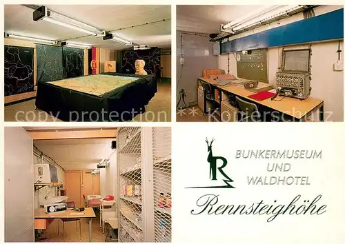 AK / Ansichtskarte Frauenwalde_Thueringen Bunkermuseum und Waldhotel Rennsteighoehe Stabsbespruchungsraum Nachrichtenzentrale Arztstation 