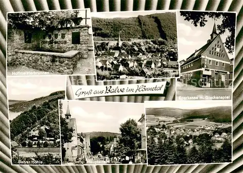 AK / Ansichtskarte Balve Hoffmeisterbrunnen Sparkasse Balver Hoehle Hauptstrasse Panorama Balve