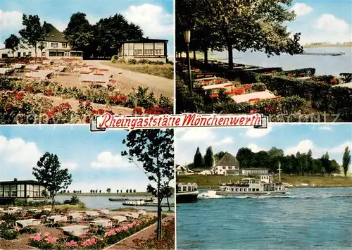 AK / Ansichtskarte Buederich_Duesseldorf Rheingaststaette Moenchwerth Terrasse Rheinpartie Buederich Duesseldorf
