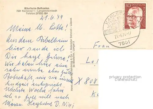 AK / Ansichtskarte Langensteinbach_Karlsbad Bibelheim Bethanien Langensteinbach_Karlsbad