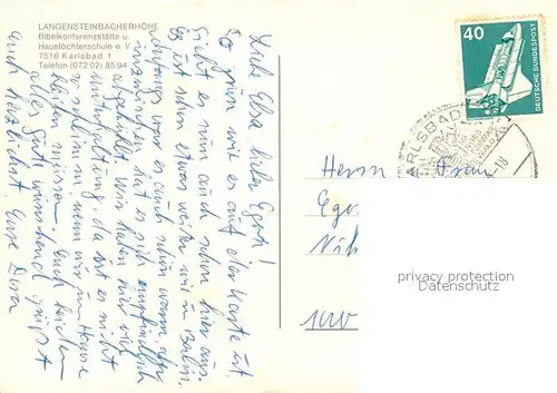 AK / Ansichtskarte Karlsbad_Karlsruhe Langensteinbacherhoehe Karlsbad_Karlsruhe