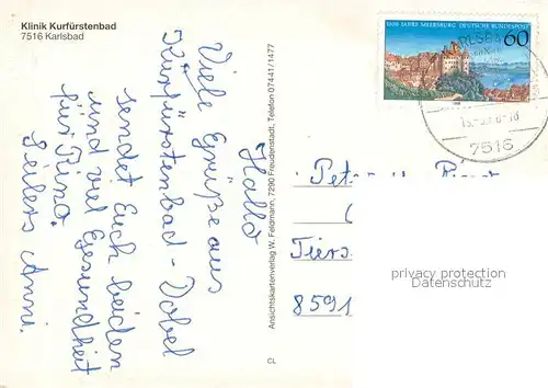 AK / Ansichtskarte Karlsbad_Karlsruhe Klinik Kurfuerstenbad Karlsbad_Karlsruhe