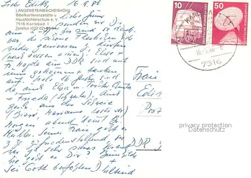 AK / Ansichtskarte Karlsbad_Karlsruhe Langensteinbacherhoehe Bibelkonferenzstaette  Karlsbad_Karlsruhe