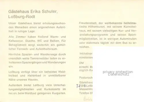 AK / Ansichtskarte Rodt_Lossburg Gaestehaus Erika Schuler Gaststube Rodt Lossburg