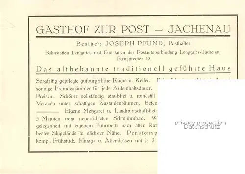 AK / Ansichtskarte Jachenau Gasthof Pension Zur Post Jachenau