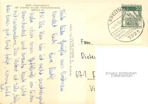 AK / Ansichtskarte Breitnau BASF Erholungsheim Breitnau