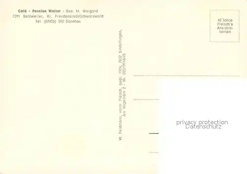 AK / Ansichtskarte Betzweiler Cafe Pension Walter Panorama Stauwehr Betzweiler