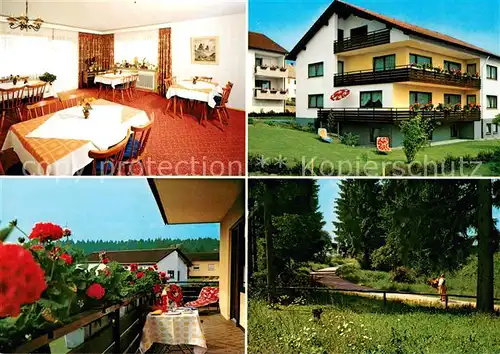 AK / Ansichtskarte Rodt_Lossburg Gaestehaus Burkhardt Gaststube Balkon Waldweg Rodt Lossburg