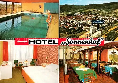 AK / Ansichtskarte Leutershausen_Hirschberg_Bergstrasse Hotel Sonnenhof Hallenbad Zimmer Gaststube Panorama Leutershausen_Hirschberg