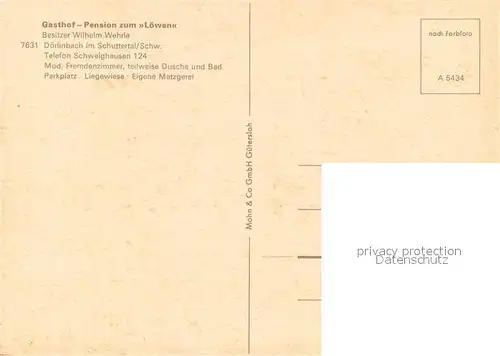 AK / Ansichtskarte Doerlinbach Gasthof Pension zum Loewen Gastraum Schwarzwald Doerlinbach