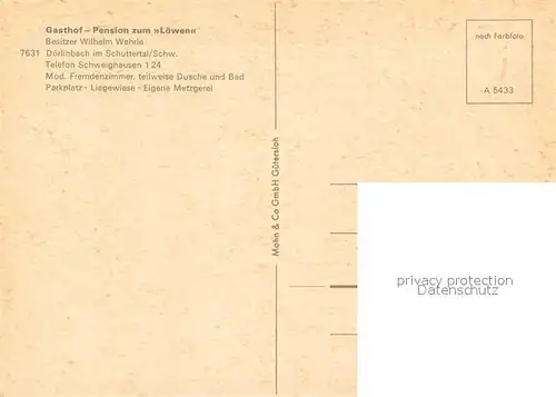 AK / Ansichtskarte Doerlinbach Gasthof Pension zum Loewen Gastraum Schwarzwald Doerlinbach