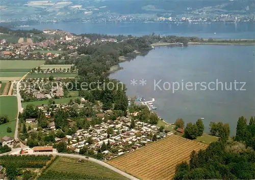 AK / Ansichtskarte Vinelz Camping Strand am Bielersee Fliegeraufnahme Vinelz