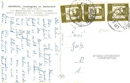 AK / Ansichtskarte Gemuenden_Main Rossmuehle Campingplatz am Saalestrand Panorama Gemuenden Main