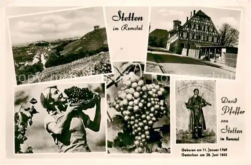 AK / Ansichtskarte Stetten_Kernen Gasthof zum Ochsen Panorama Winzerin Portrait David Pfeffer Stetten Kernen