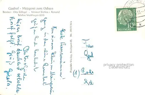 AK / Ansichtskarte Stetten_Kernen Gasthof zum Ochsen Panorama Winzerin Portrait David Pfeffer Stetten Kernen