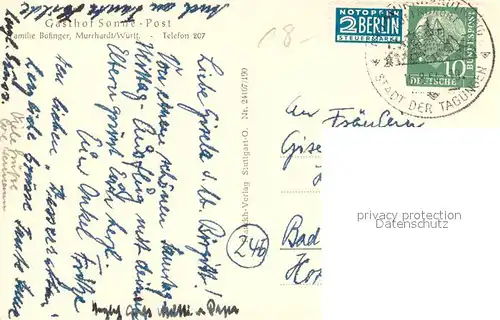 AK / Ansichtskarte Murrhardt Gasthof Sonne Murrhardt