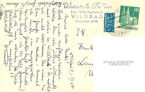 AK / Ansichtskarte Wildbad_Schwarzwald Weinstube Bellosa Wildbad_Schwarzwald