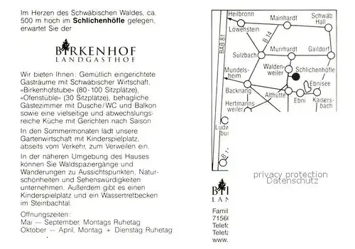 AK / Ansichtskarte Schlichenhoefle Landgasthof Birkenhof Gastraeume Gartenterrasse Schlichenhoefle