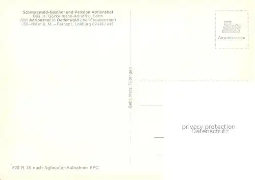 AK / Ansichtskarte oedenwald Schwarzwald Gasthof und Pension Adrionshof oedenwald