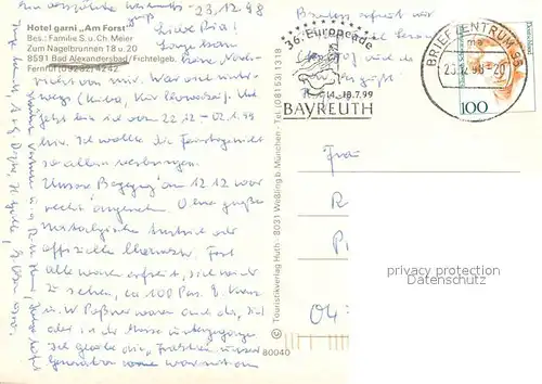 AK / Ansichtskarte Bad_Alexandersbad Hotel garni Am Forst Bad_Alexandersbad