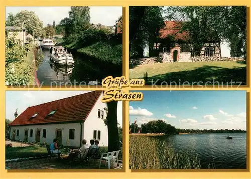 AK / Ansichtskarte Strasen Schleuse Kirche Ferienwohnungen Paelitzsee Strasen