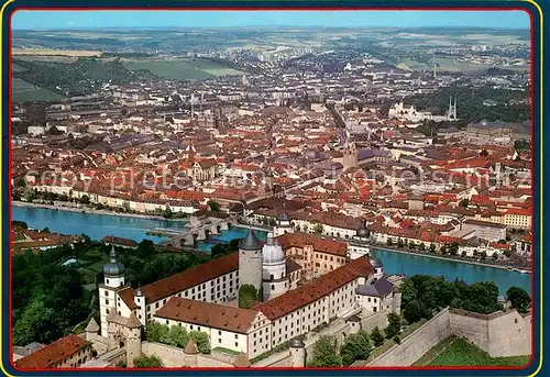 AK / Ansichtskarte Wuerzburg Fliegeraufnahme mit Festung Marienberg Wuerzburg