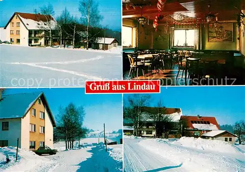AK / Ansichtskarte Schoensee_Lindau Gasthof Pension Schmid Gaststube Winterpanorama 