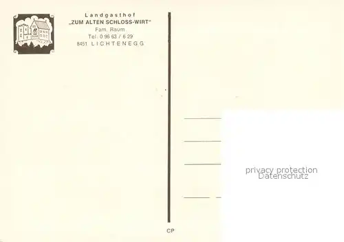 AK / Ansichtskarte Lichtenegg_Birgland Landgasthof Zum Alten Schloss Wirt Ortsansicht Lichtenegg_Birgland