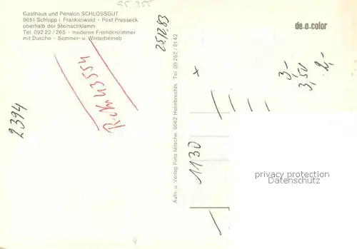 AK / Ansichtskarte Schlopp Pension zum Schlossgut Rauschbachtal Steinachtal Gaststube Schlopp