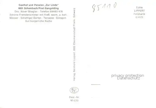 AK / Ansichtskarte Schambach_Weissenburg Gasthof Pension Zur Linde Gaststube Schambach Weissenburg