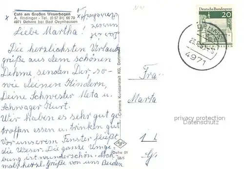 AK / Ansichtskarte Dehme Cafe am Grossen Weserbogen Dehme