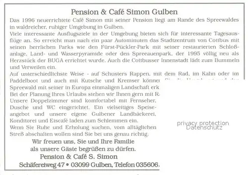 AK / Ansichtskarte Gulben Pension Cafe Simon Spreewald Bootspartie Gulben