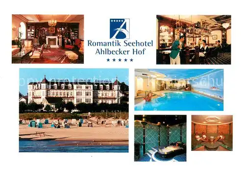 AK / Ansichtskarte Ahlbeck_Ostseebad Romantik Seehotel Ahlbecker Hof Kaminzimmer Gastraum Hallenbad Sauna Ahlbeck_Ostseebad